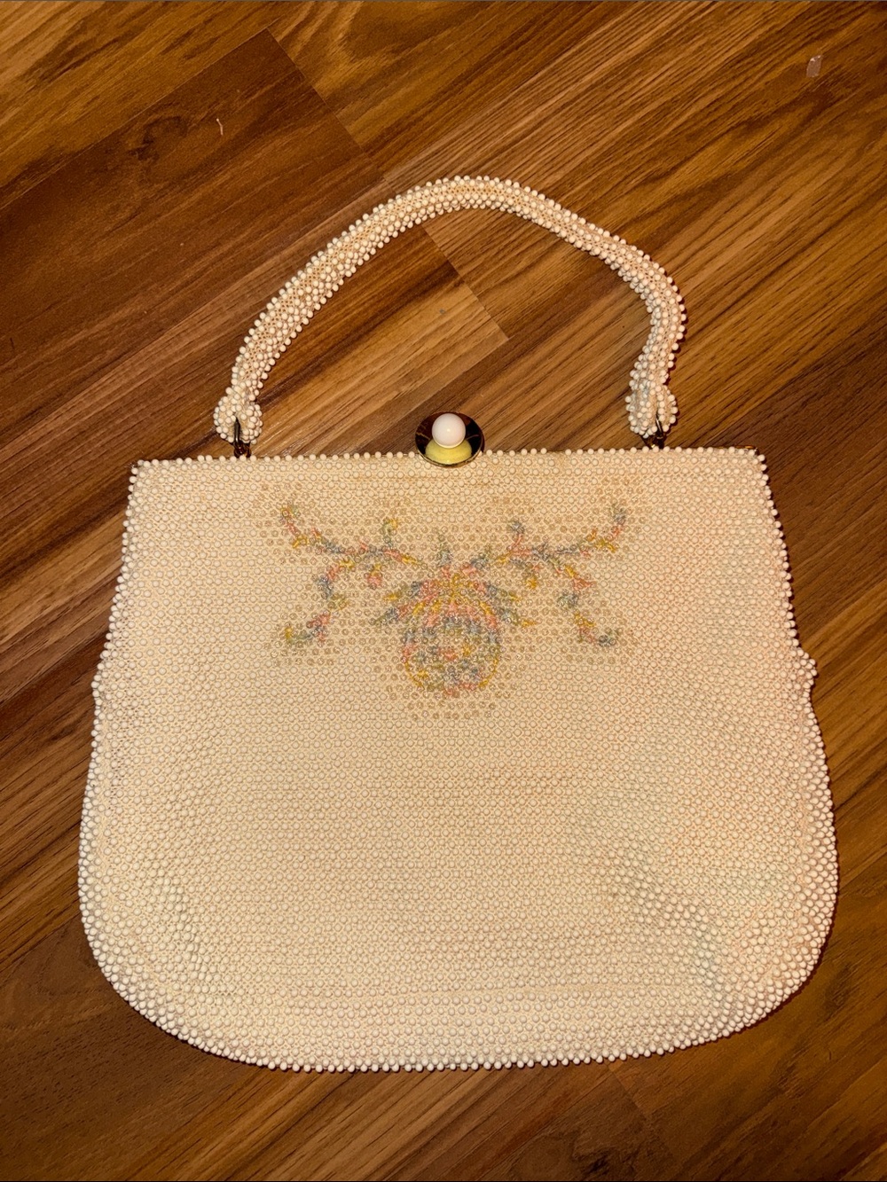 Pearl Beaded Evening Clutch - Ivory